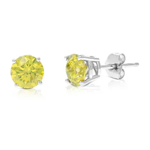 Yellow Diamond Stud Earrings in 14K Gold