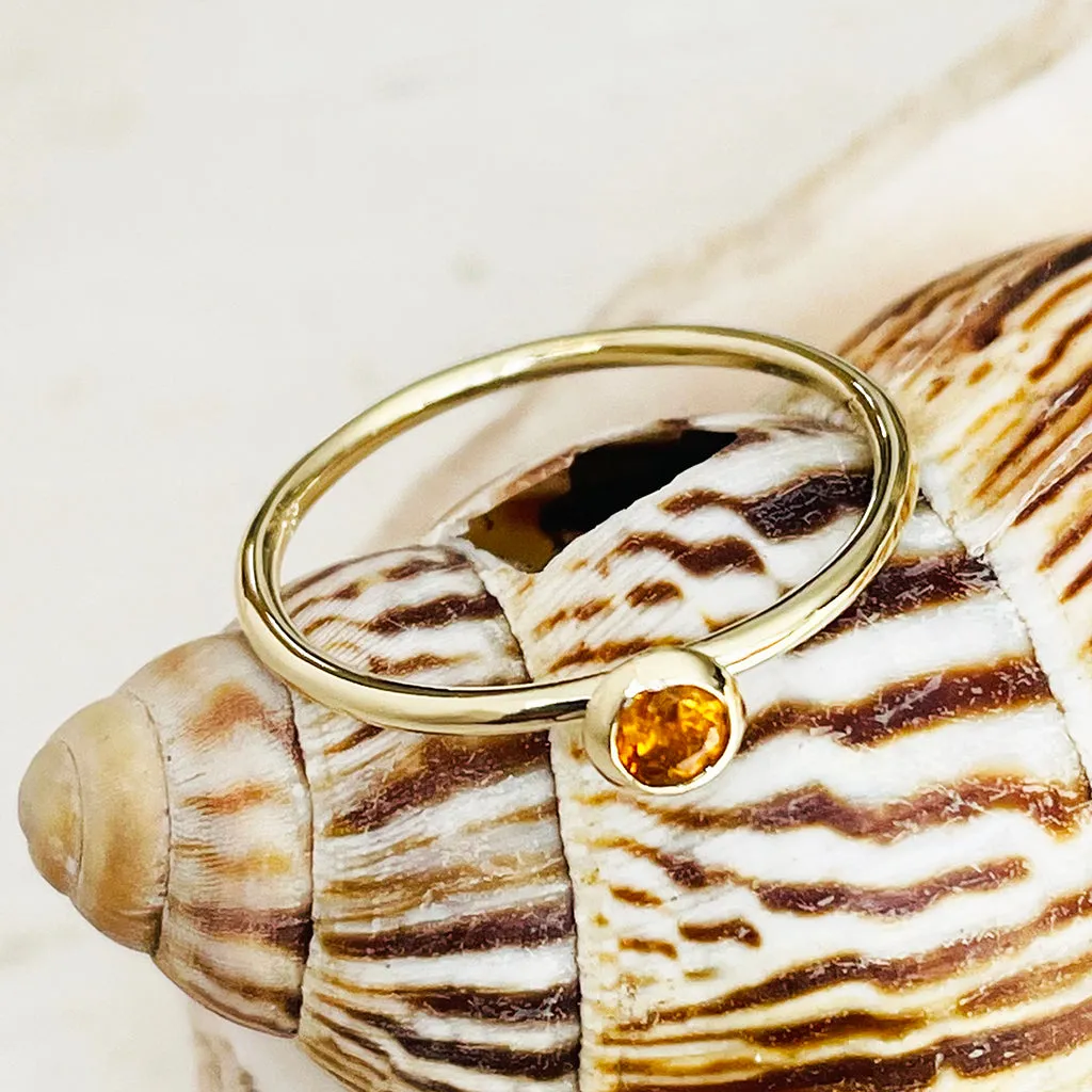 Yellow Gold Bezel Set Citrine Stacking Ring