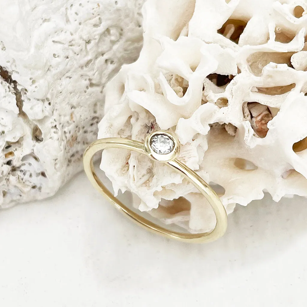 Yellow Gold Bezel Set Diamond Stacking Ring