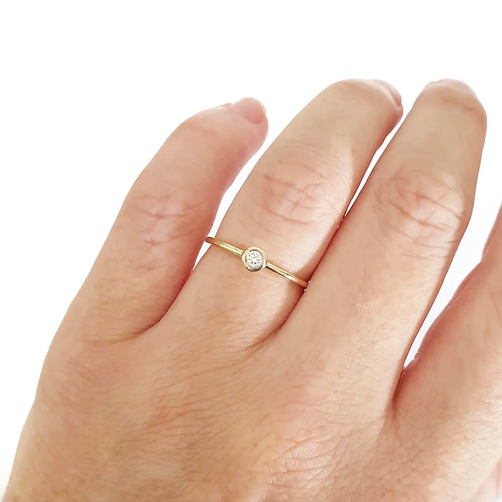 Yellow Gold Bezel Set Diamond Stacking Ring