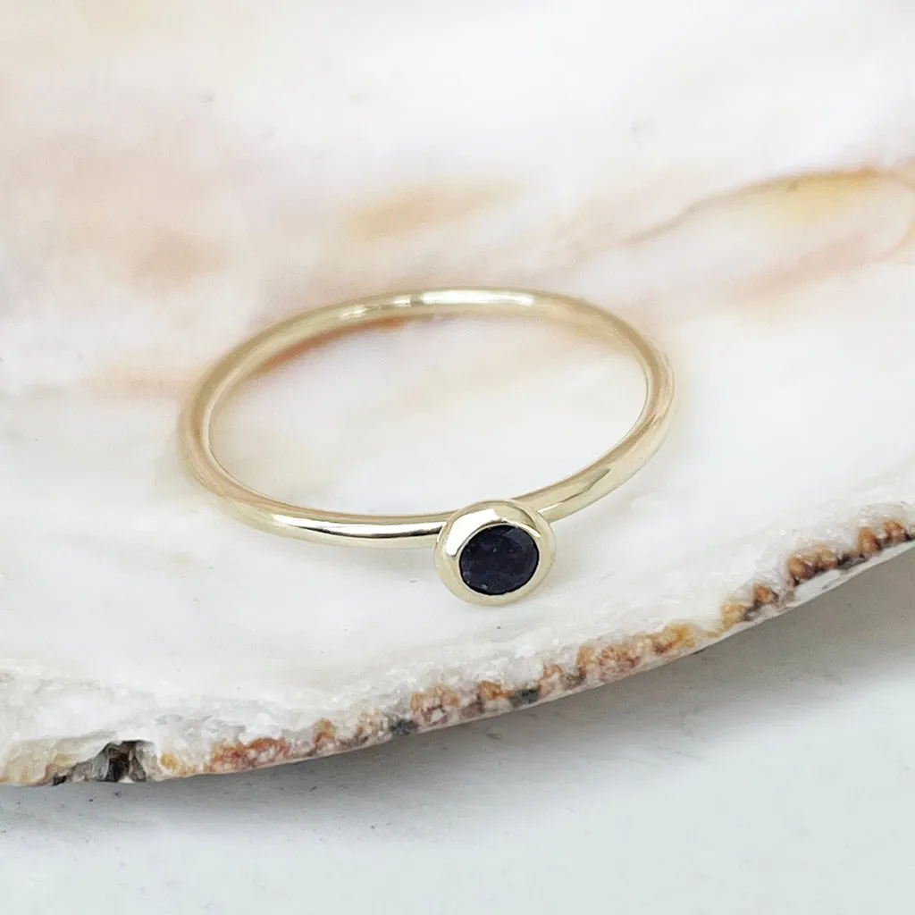 Yellow Gold Bezel Set Tanzanite Stacking Ring