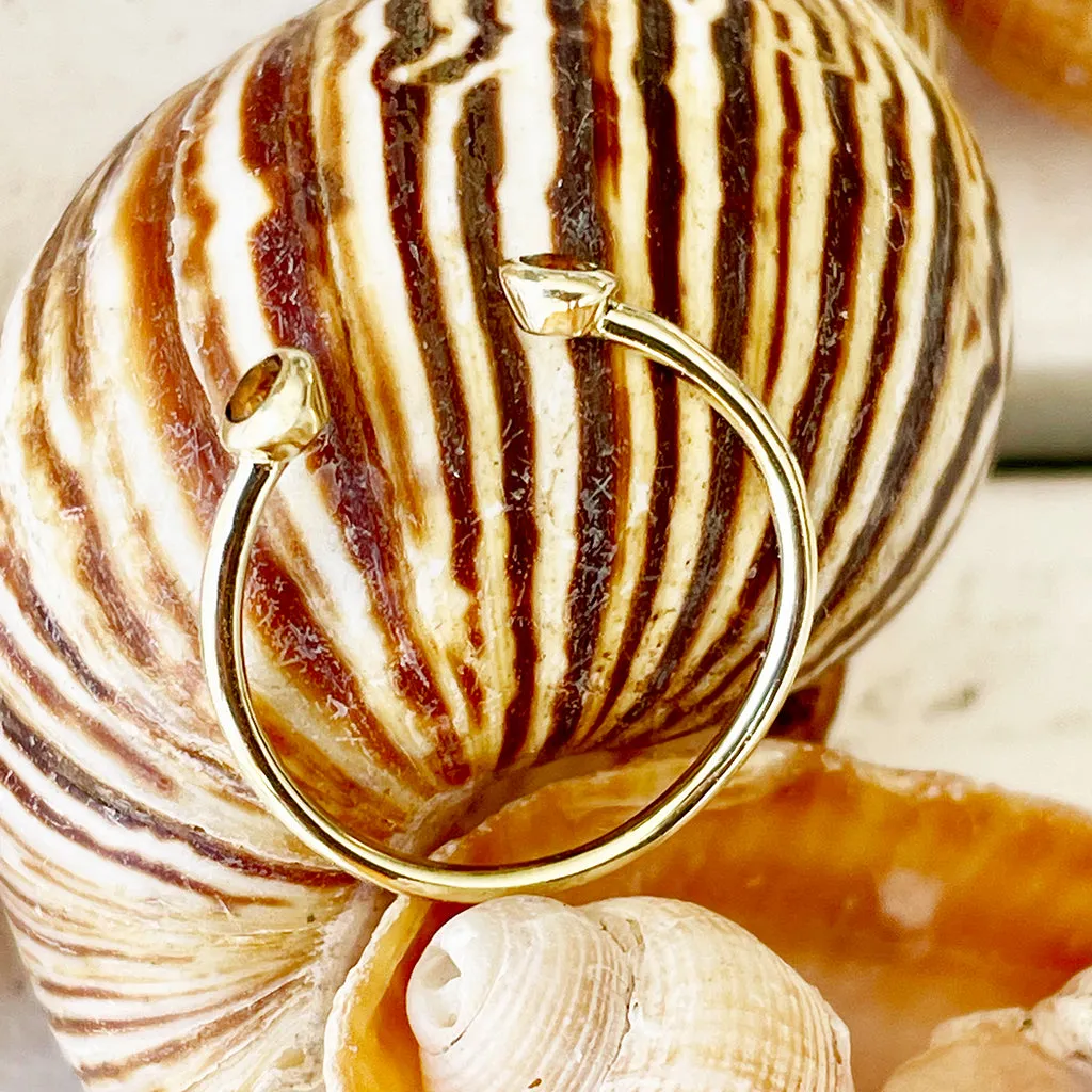 Yellow Gold Open Double Bezel 2.5mm Citrine Stacking Ring