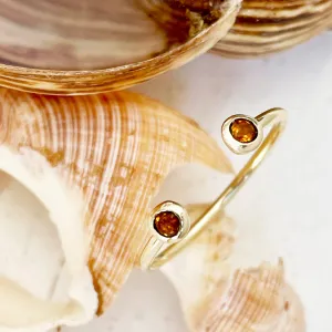 Yellow Gold Open Double Bezel 2.5mm Citrine Stacking Ring