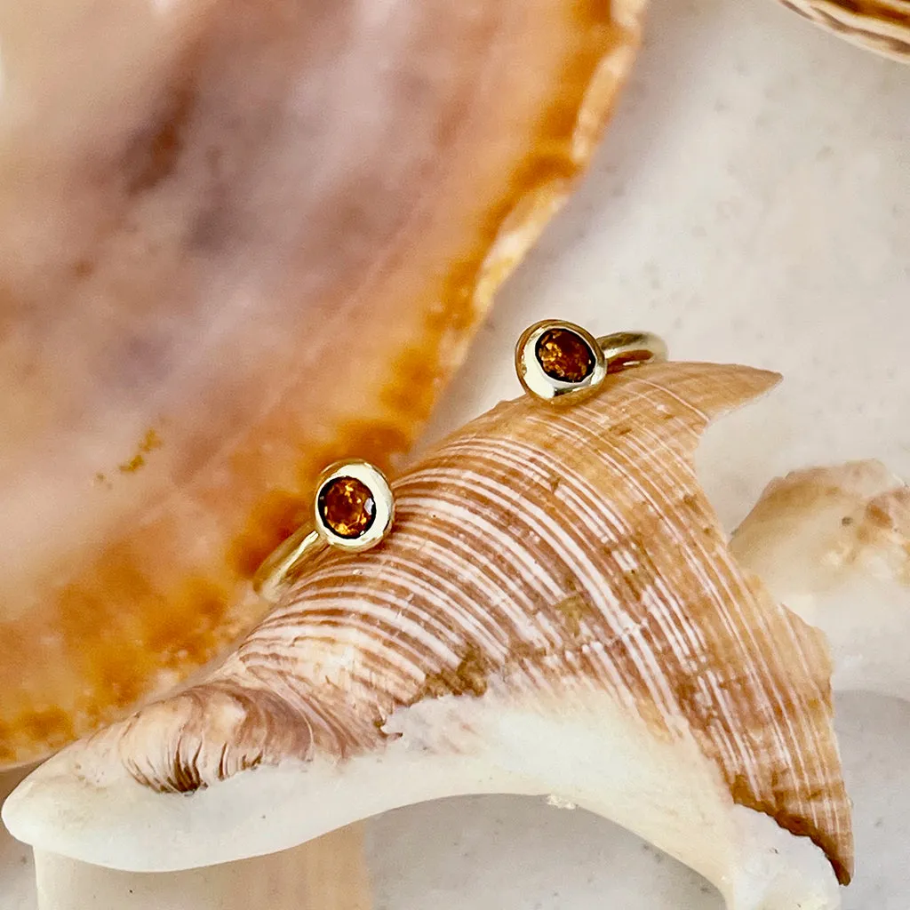 Yellow Gold Open Double Bezel 2.5mm Citrine Stacking Ring