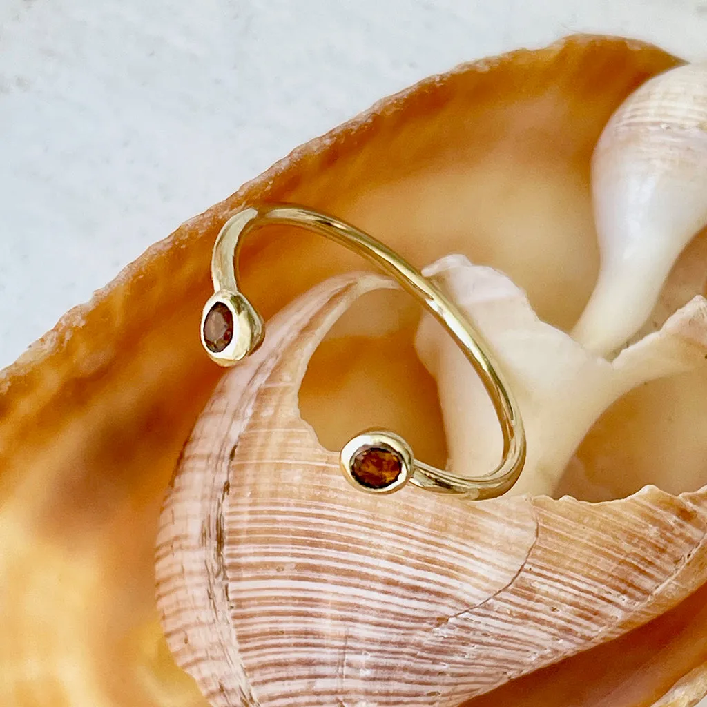Yellow Gold Open Double Bezel 2.5mm Citrine Stacking Ring