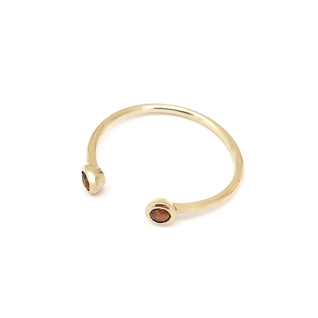 Yellow Gold Open Double Bezel 2.5mm Citrine Stacking Ring