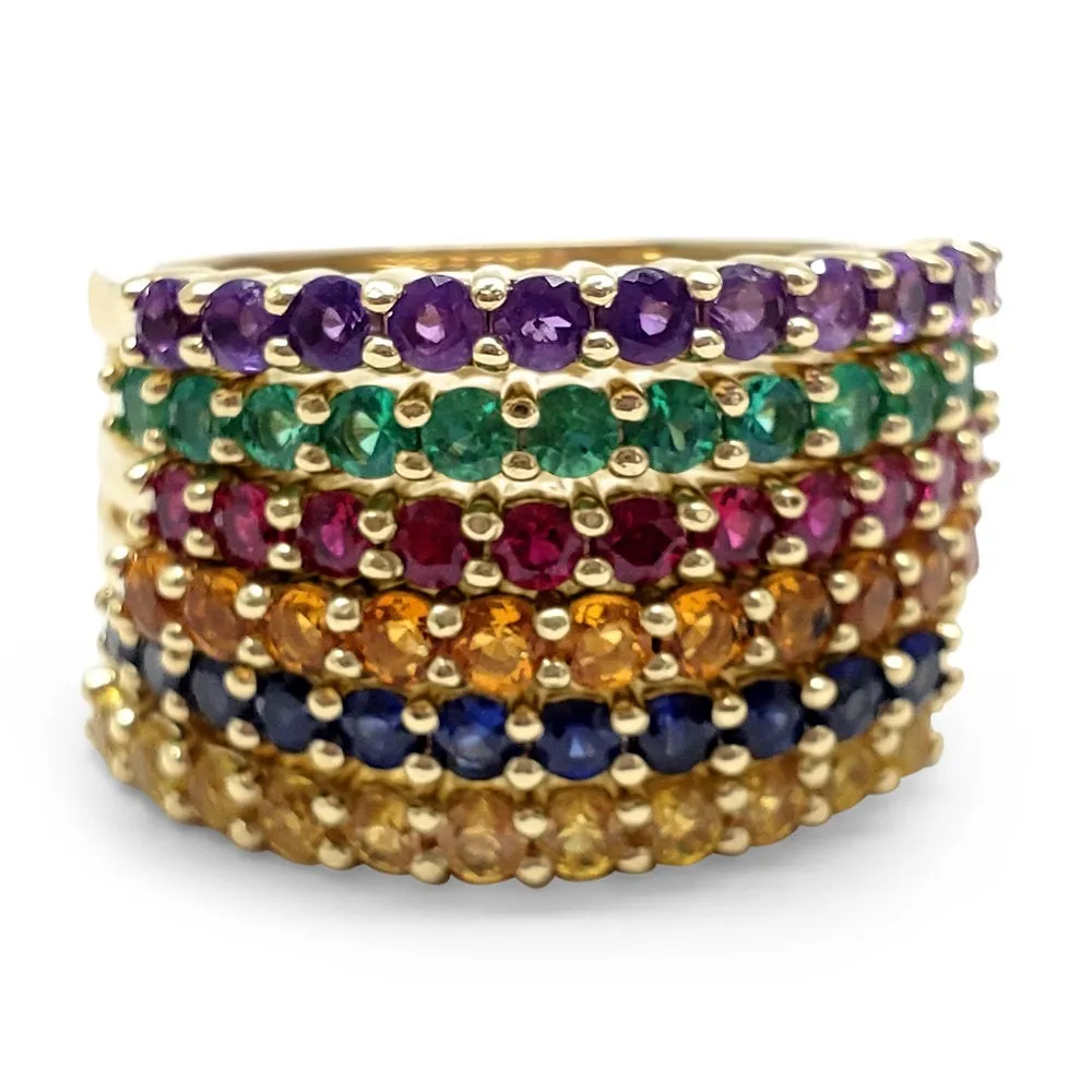 Yellow Sapphire Stackable Ring14k Solid Yellow Gold, 14k Solid Rose Gold, 14k Solid White Gold Micro Pave Band