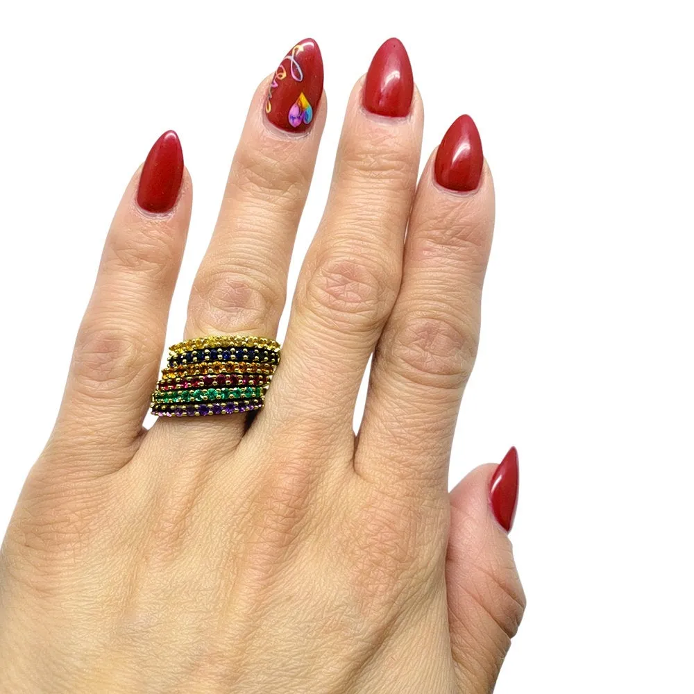 Yellow Sapphire Stackable Ring14k Solid Yellow Gold, 14k Solid Rose Gold, 14k Solid White Gold Micro Pave Band