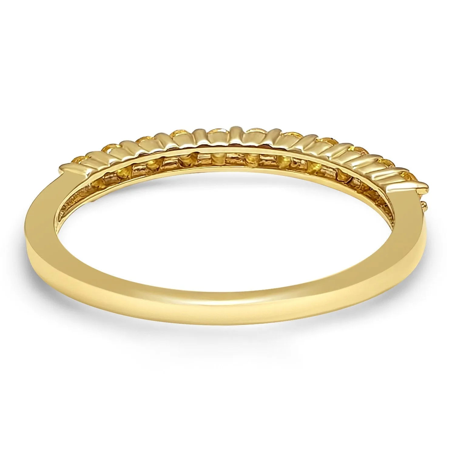 Yellow Sapphire Stackable Ring14k Solid Yellow Gold, 14k Solid Rose Gold, 14k Solid White Gold Micro Pave Band