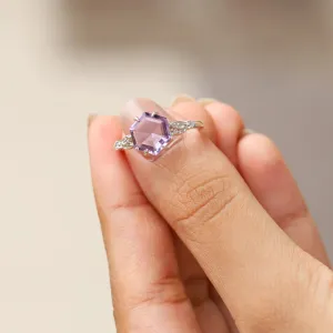 Yoshi Hexagon Amethyst with Leaves Band