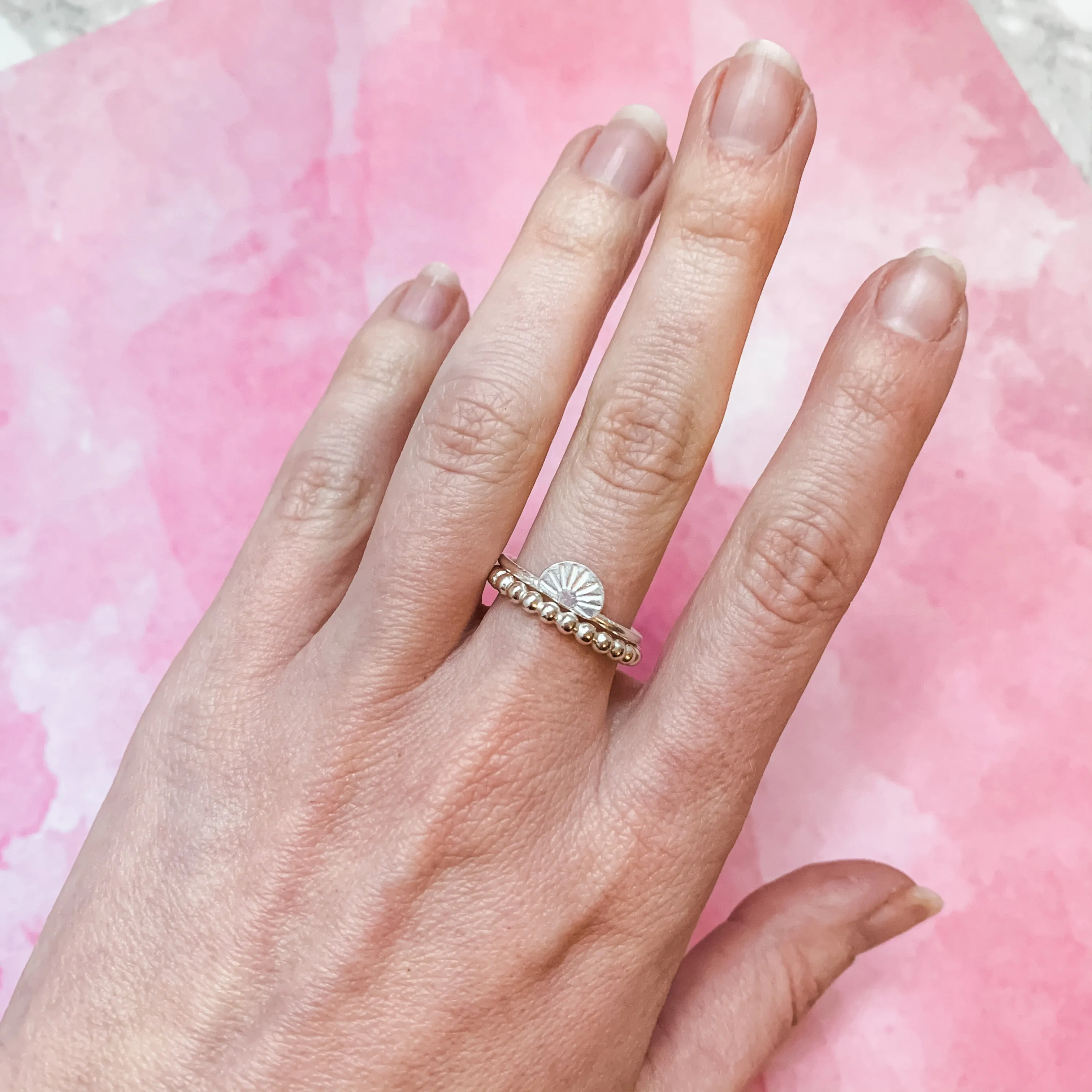 You Are the Sun Stacking Ring Silver