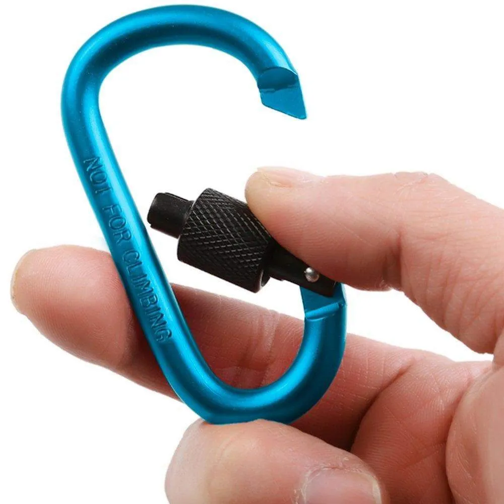 YuCool 10 Pack Aluminum D-Ring Carabiners, D Shape Keychain Clips Hook Spring-Loaded for Camping Hiking Fishing, with 10 Stainless Steel Wire Keychains, 10 Key Rings - Multi-Color
