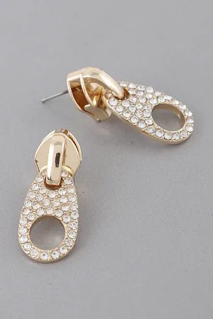 Zipper Stud Earrings- Gold
