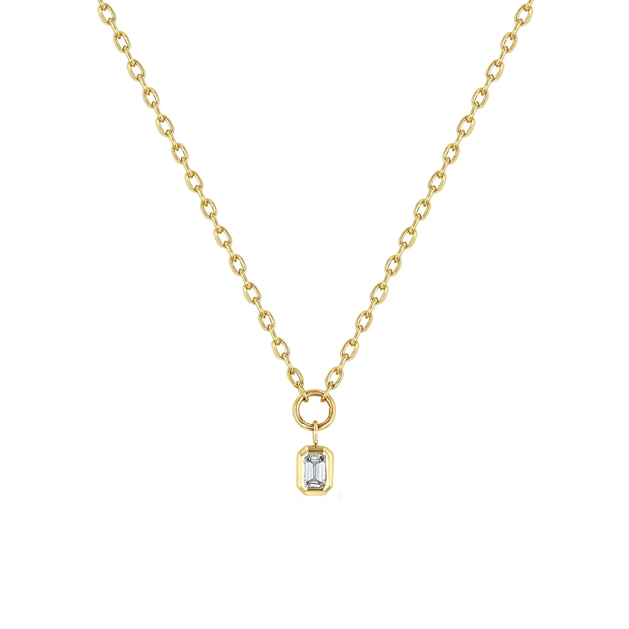 Zoë Chicco 14k Yellow Gold Emerald Cut Diamond Necklace
