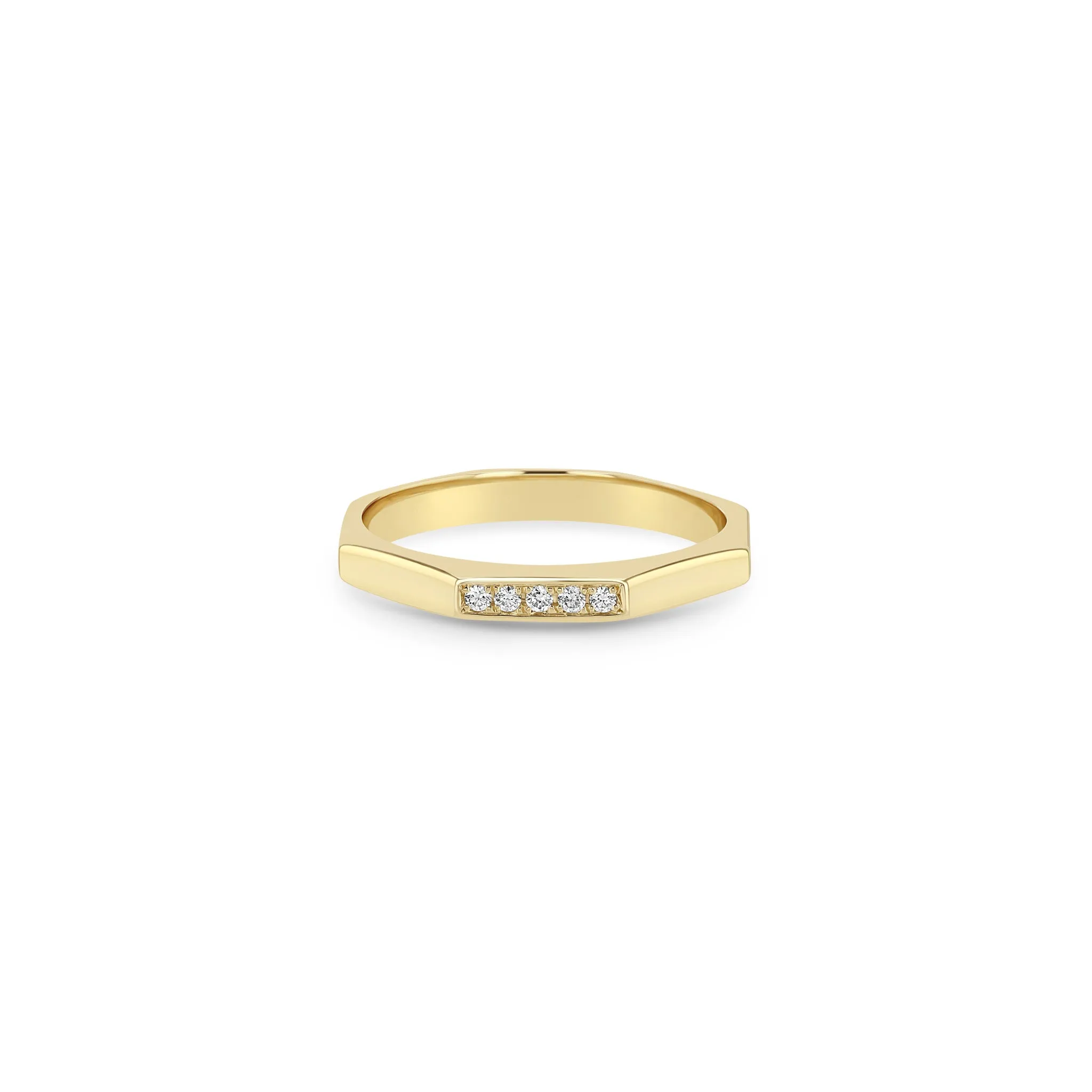 Zoë Chicco 14k Yellow Gold Octagon Stacking Ring with Pavé Diamonds