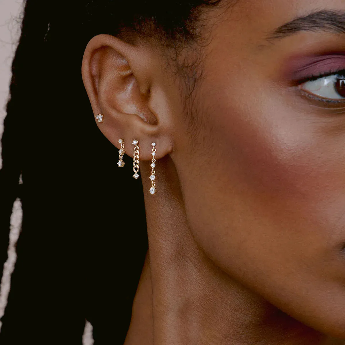 Zoe Chicco Baguette & Prong Diamond Stacked Studs Earring