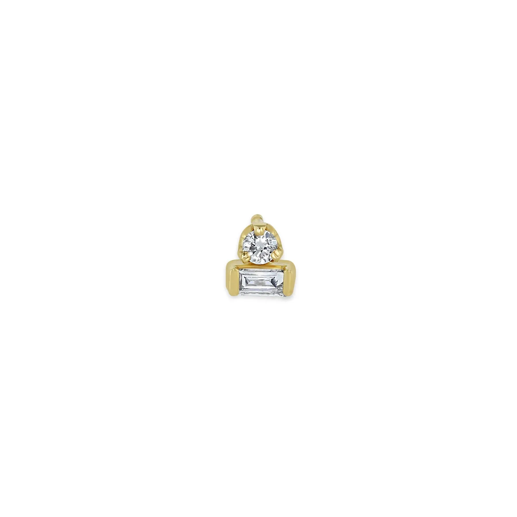 Zoe Chicco Baguette & Prong Diamond Stacked Studs Earring