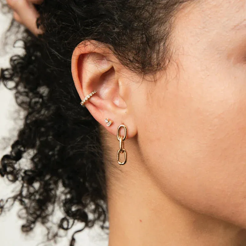Zoe Chicco Baguette & Prong Diamond Stacked Studs Earring