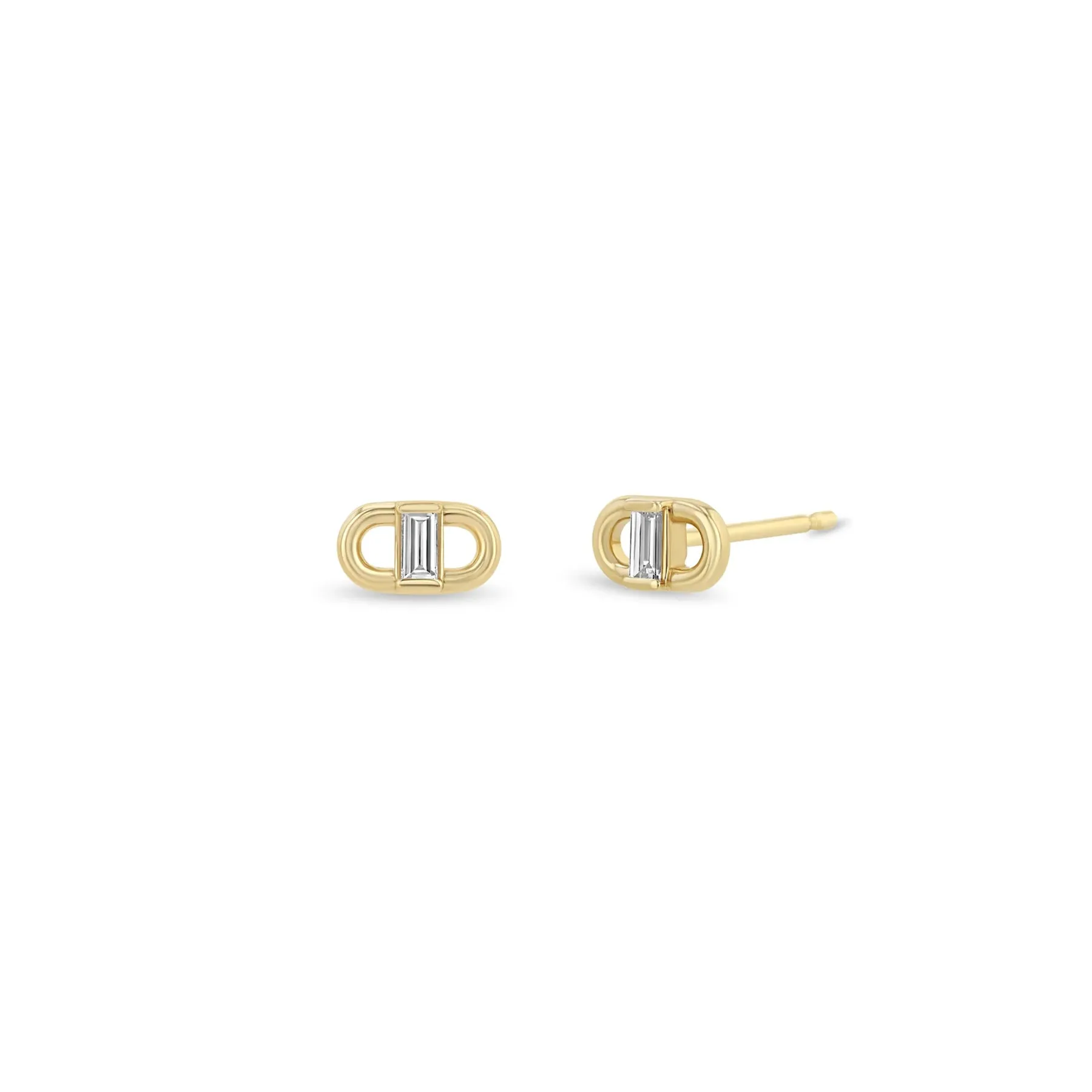 Zoe Chicco Baguette Diamond Open Link Stud Earring